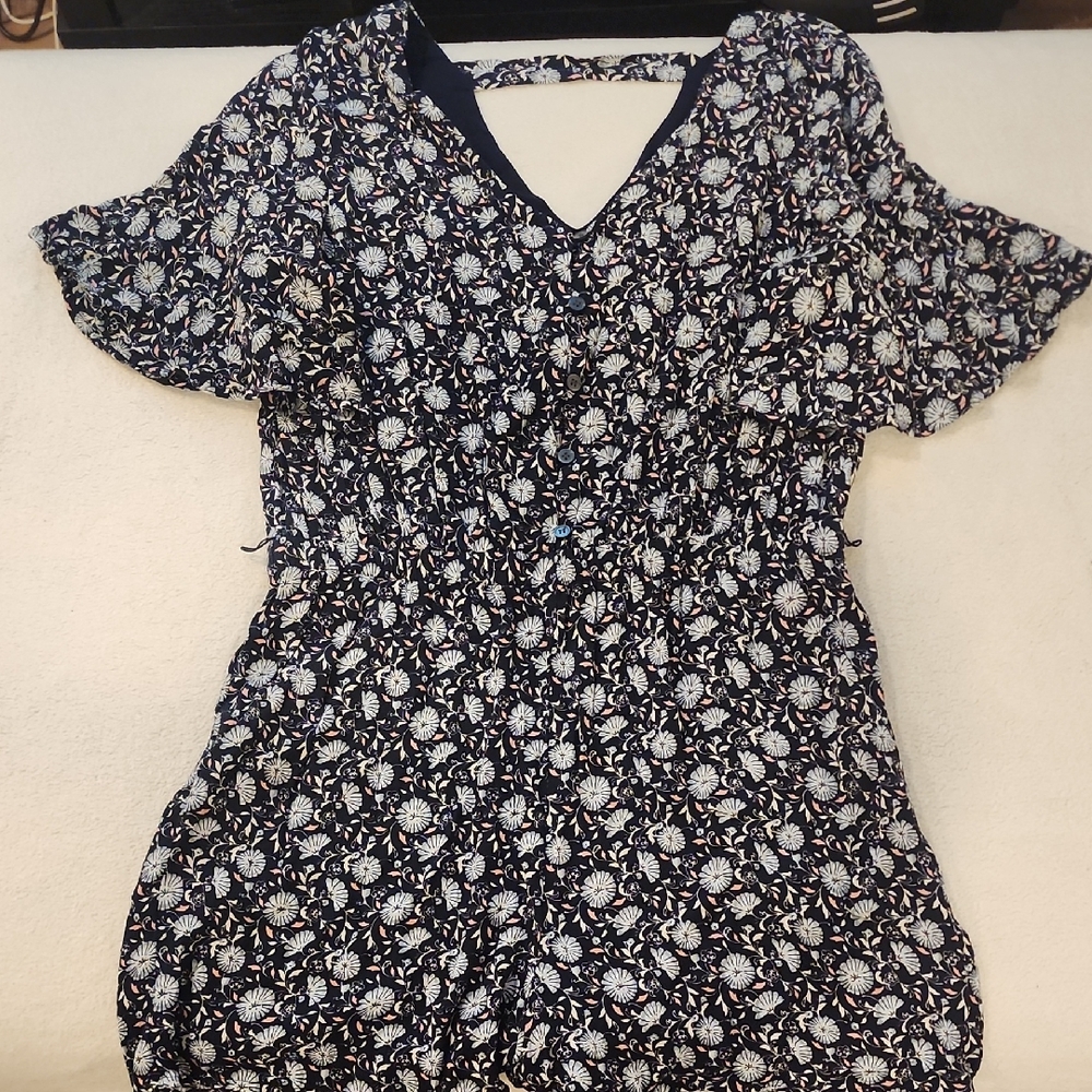 LOFT Navy Floral Romper